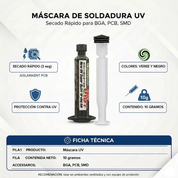 Producto - MASCARA UV DE SECADO RAPIDO 3 SEGUNDOS MECHANIC - COLOR NEGRO - 1