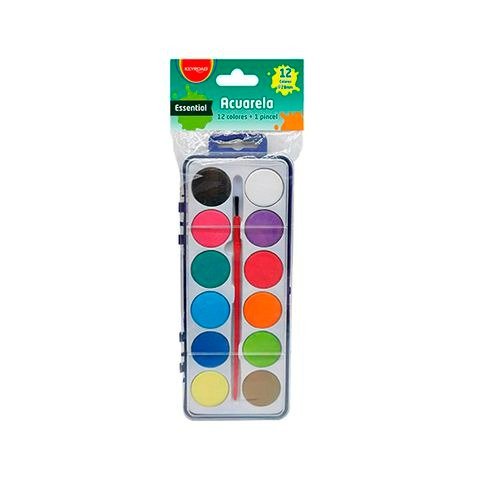 Producto - ACUARELA 12 COLORES CON PINCEL ESSENTIAL EN CAJA KEYROAD