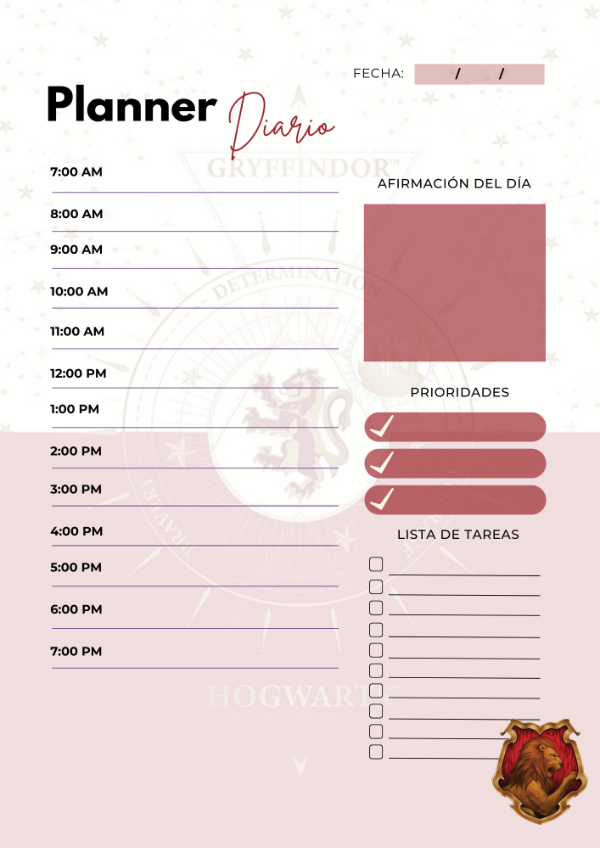 Producto - PLANNER DIARIO GRYFFINDOR