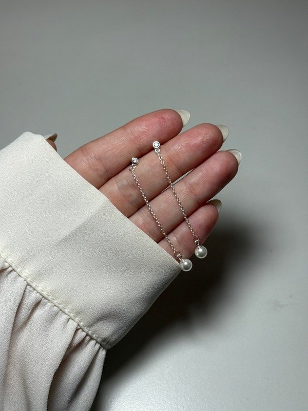 Producto - Con piedra blanca, cadenita y perla - 1