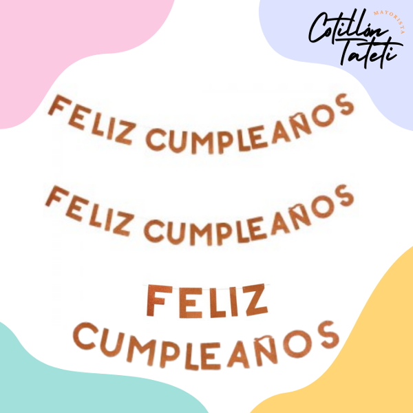Producto - FELIZ CUMPLE ROSA GOLD GLITTER - 220 CM