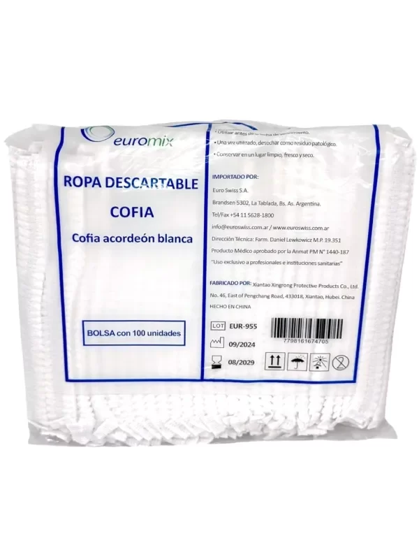 Producto - Cofia blanca descartable x5u