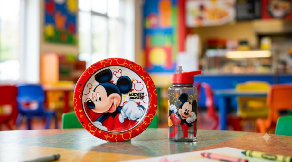 Producto - Set Infantil Disney Mickey Mouse - Plato Playo y Botella Flip Top (2 Piezas)