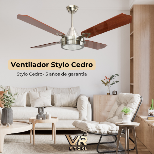 Producto - Ventilador de techo Stylo palas madera Cedro con plafon
