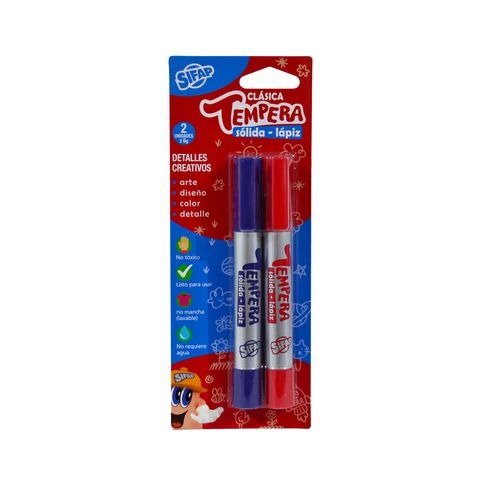 Producto - TEMPERA SOLIDA LAPIZ CLASICA ROJA Y AZUL 6GRS BLISTER X2 UNIDADES SIFAP