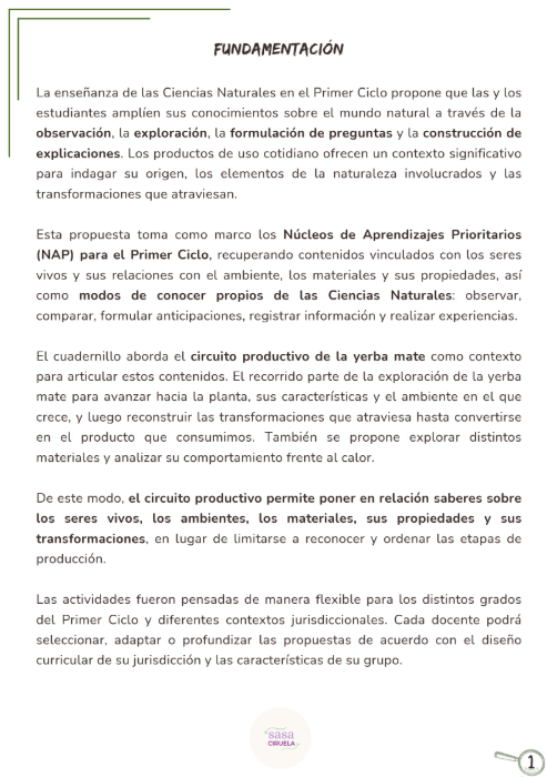 Producto - DE LA HOJA AL MATE - PRIMER CICLO - 1