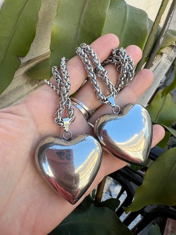 Producto - 1 collar espiga de acero con corazón grande