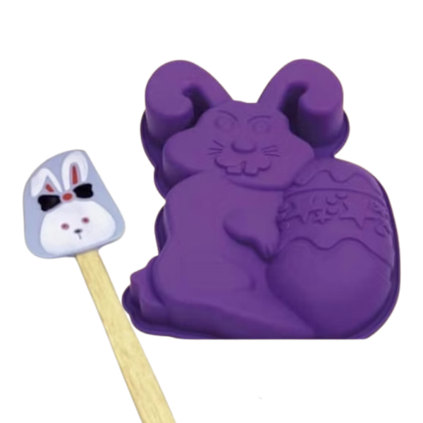 Producto - SET X2: Espátula de Silicona + Molde de Silicona "Conejo" - Millanel Hogar