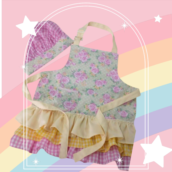 Producto - Delantal Niña - " Mini Asiye - Rococó Beige + Gorro (talle 2)