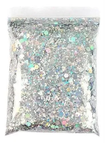 Producto - SUPER PROMO GLITTER POLVO PLATEADO HOLOGRAFICO MIX - 1