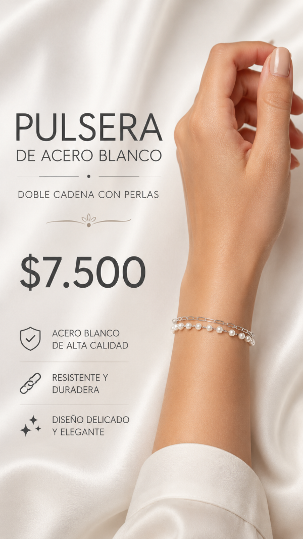 Producto - Pulsera Doble Cadena con Perlas - 0