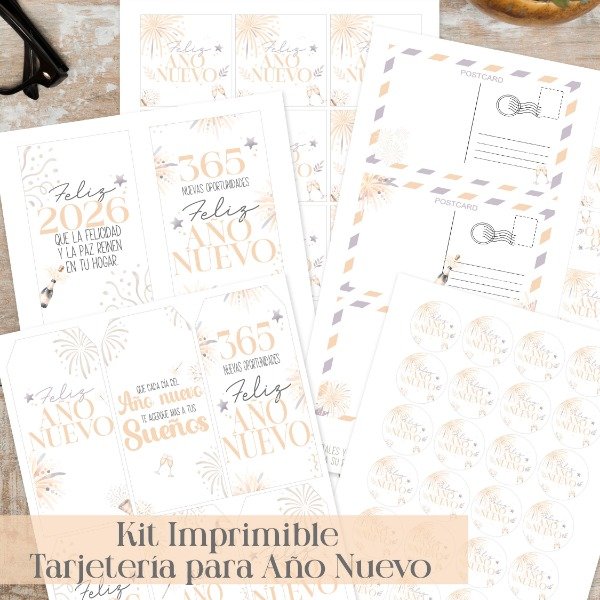 Producto - Archivos digitales: Kit Imprimible de etiquetas Año Nuevo