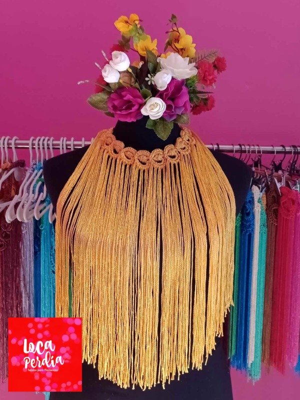 Producto - Collar De Flecos De Seda Círculos Amarillo