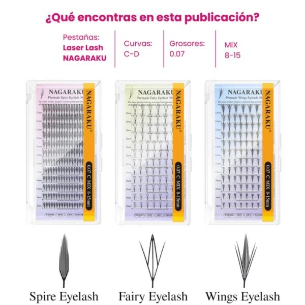 Producto - NAGARAKU MIX EFECTOS MIX 0.07D - SPIRE FAIRY WINGS LASH