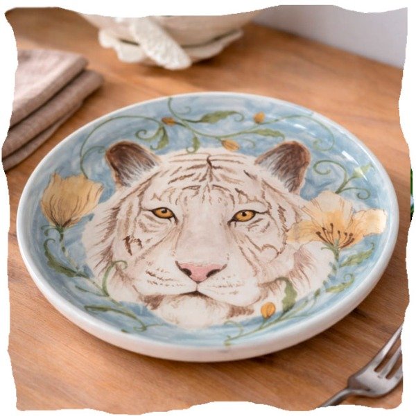 Producto - Plato ilustrado Tigre Blanco