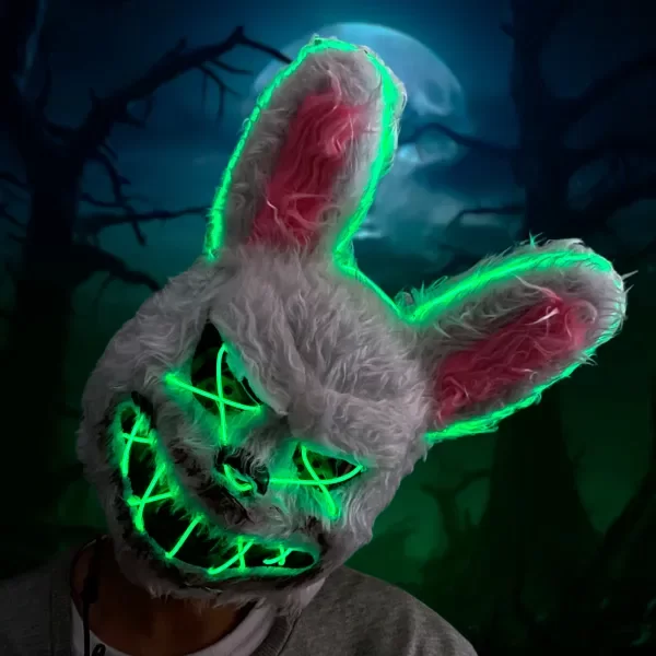 Producto - Mascara Conejo Con Luz Led Neon De Terror Halloween - 2