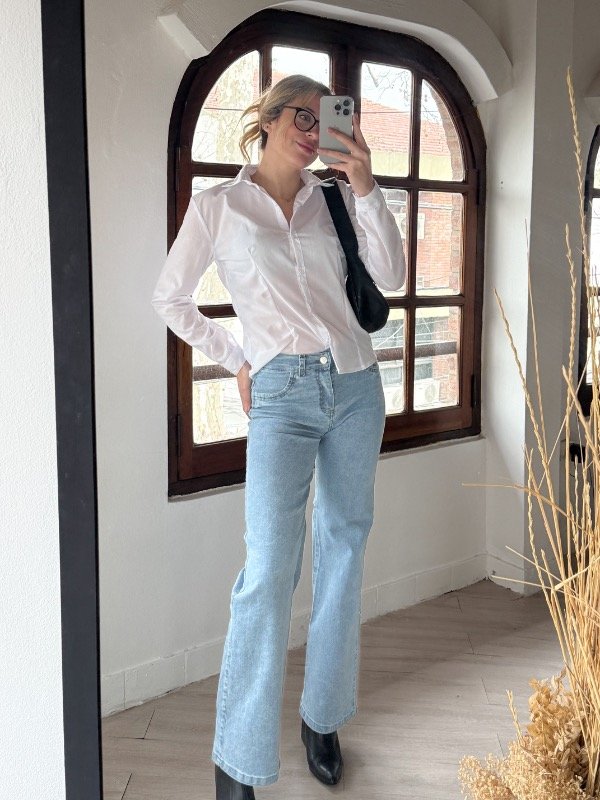 Producto - Wide leg elastizado Almi celeste - 2