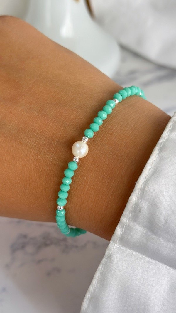 Producto - PULSERA CRISTALES C/PERLA VERDE ESMERALDA