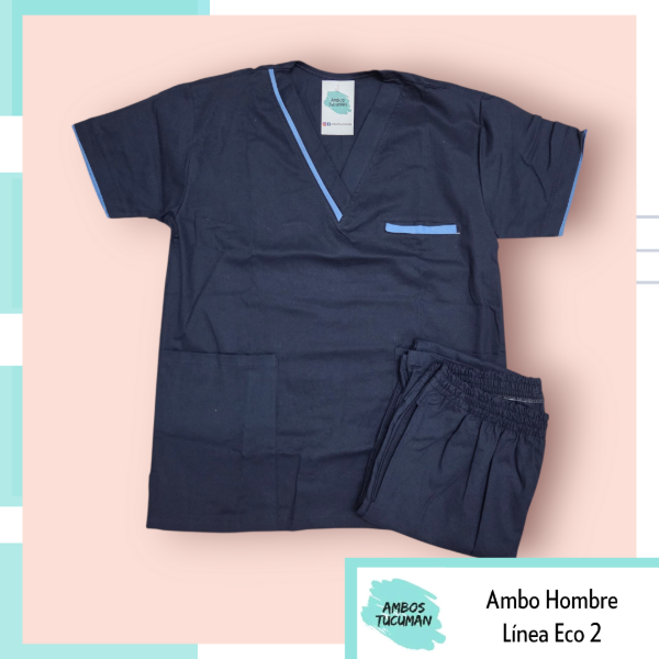 Producto - Ambo Job Azul detalle Celeste