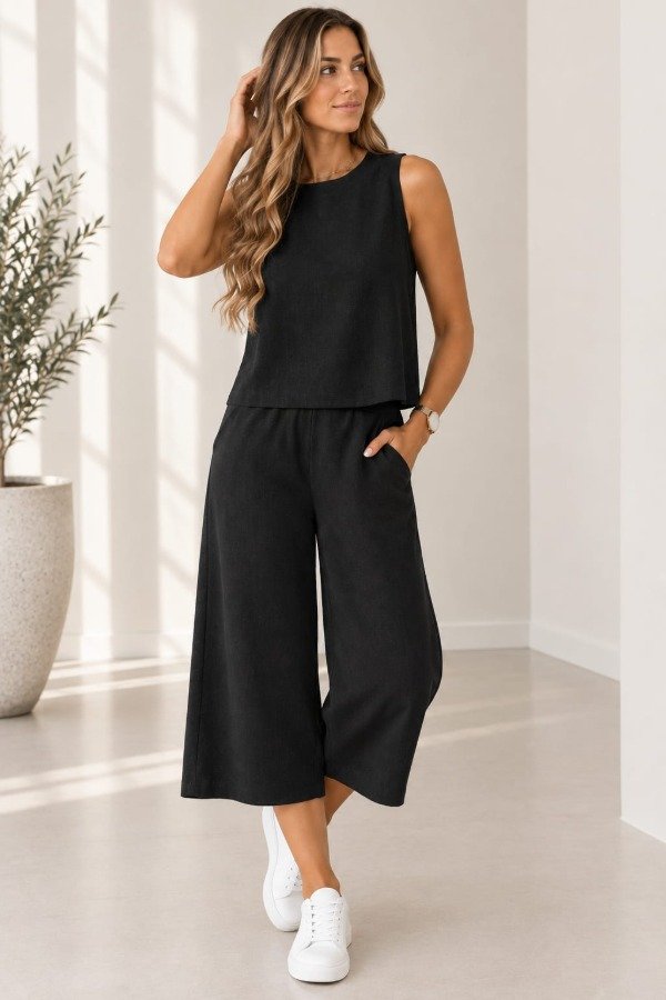 Producto - Conjunto de Lino Remera sin Mangas - 1