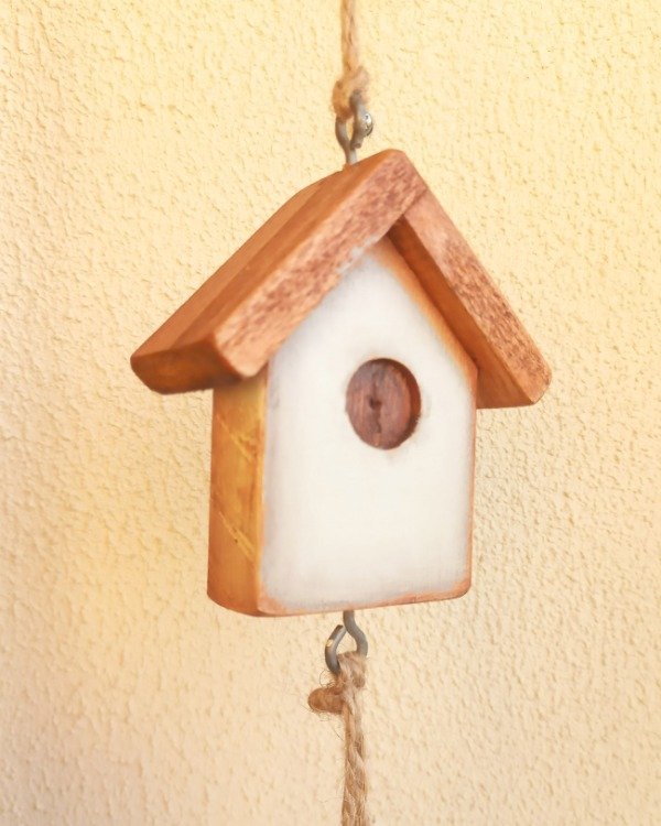 Producto - casitas "campanita (decoración) blanco, verde, ocre
