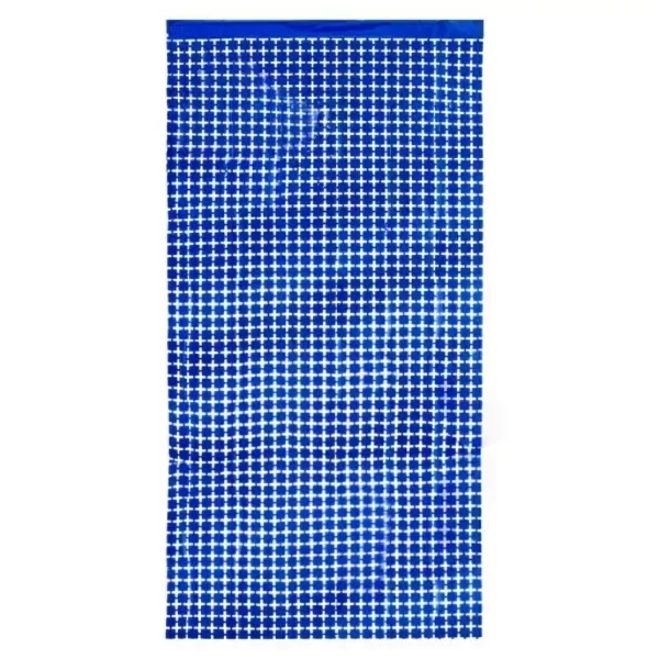 Producto - Cortina metalizada de cuadrados chicos color azul