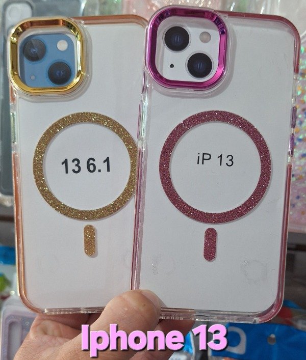 Producto - Fundas trasparente borde color glitter. IPhone 13