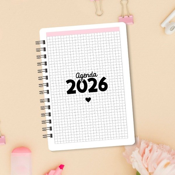 Producto - Agenda 2026 Imprimible Pdf Diaria Con Horario - Pinky Rose