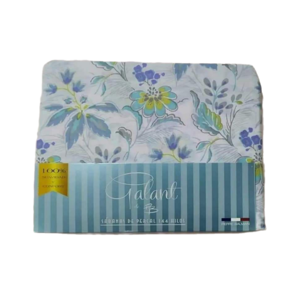 Producto - Sábanas 1 y 1/2 plaza Galant flores celeste