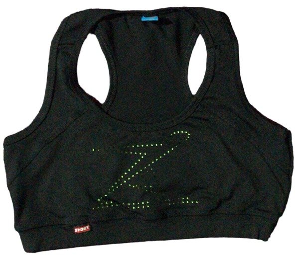 Producto - Top Deportivo Lycra Negro Con Logo Microperforado Verde
