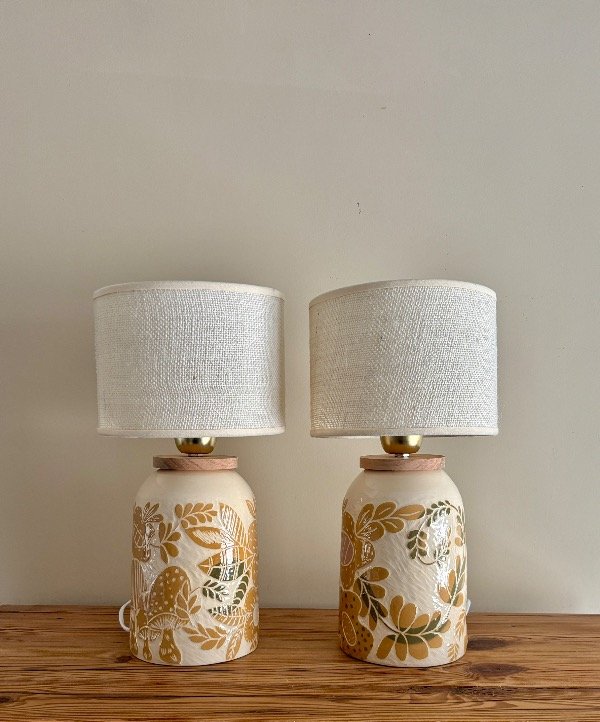 Producto - Lámpara Tambor Flor Ocre chica - A PEDIDO - 1