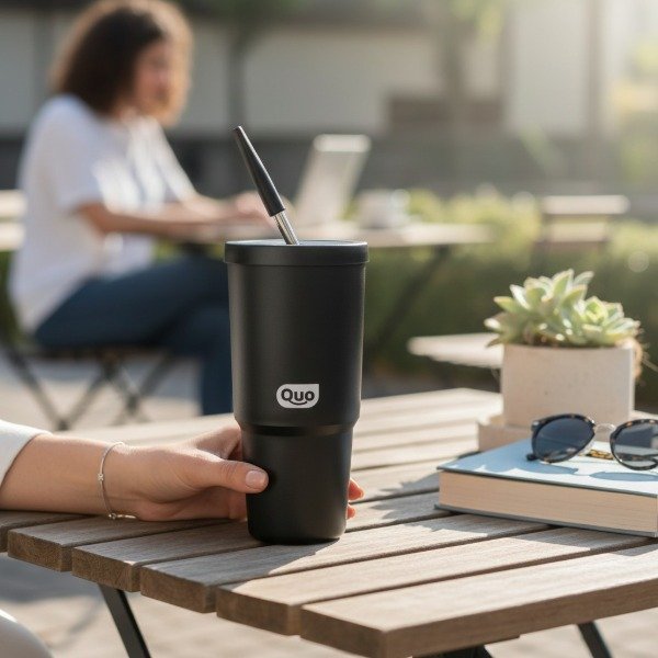 Producto - VASO PLASTICO CON SORBETE DE METAL Y BOQUILLA PLASTICA 550CC - 1