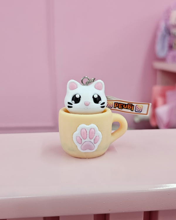 Producto - Llavero Clicker Taza Gato (Marca Legion 3D)