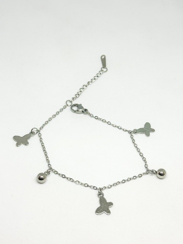 Producto - Pulsera acero quirúrgico mariposas y bolitas