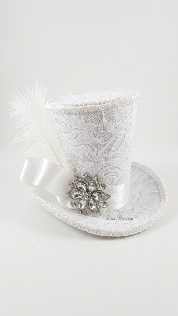 Producto - Mini galera Blanca en encaje blanco - 0