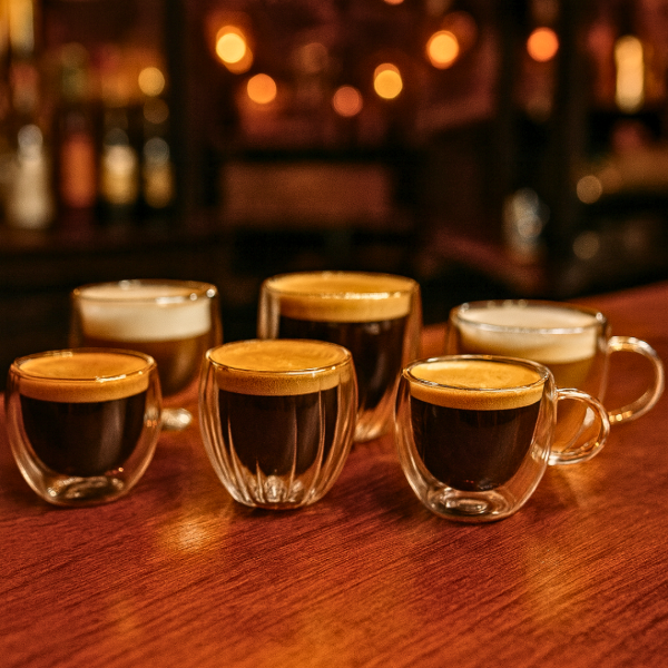 Producto - TAZA DOBLE VIDRIO 80 ML  x2 (LISO/RAYADO/CON ASAS)