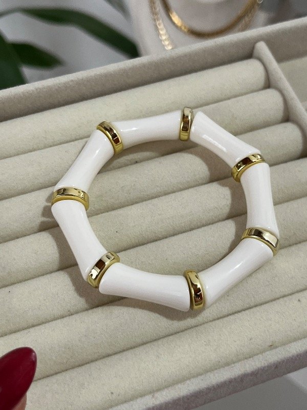 Producto - Brazalete boho bambú blanco