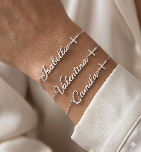 Producto - Pulsera nombre y cruz