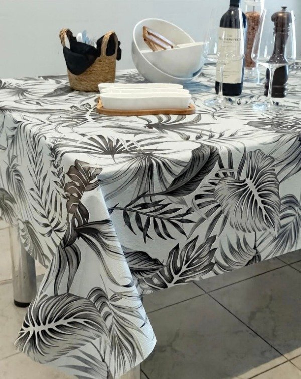 Producto - Mantel Ecocuero Impermeable Forest Gris Cuadrado 1.80