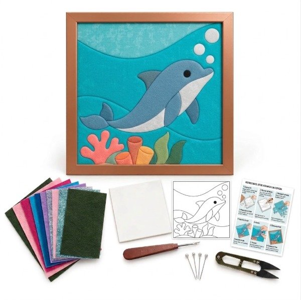Producto - Kit Kinusaiga con bastidor Patchwork sin Costura DELFIN - 0