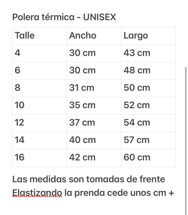 Producto - Polera térmica talles desde el 4 al 16 - 1