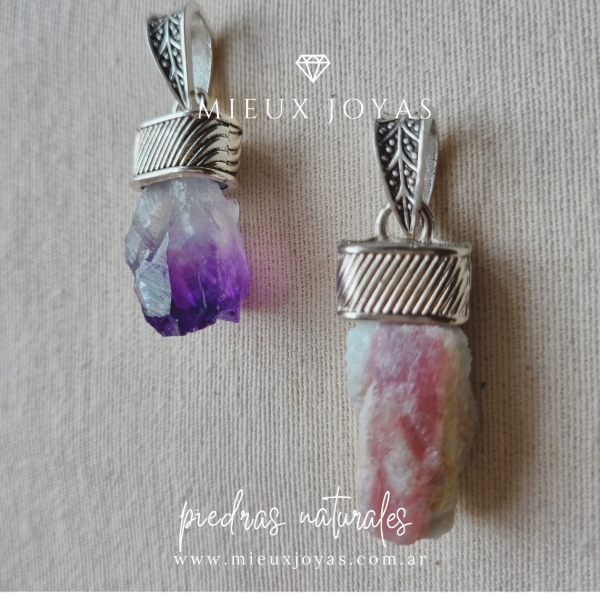Producto - Dije de turmalina rosa y alpaca