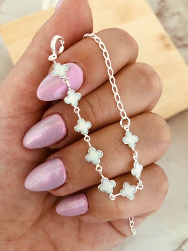 Producto - Tobillera mini Van Cleef Blanca Plata 900
