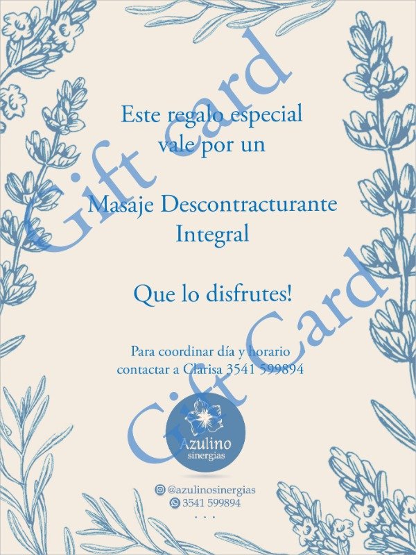 Producto - Gift Card Sesión de Masaje Descontracturante Integral más Reiki