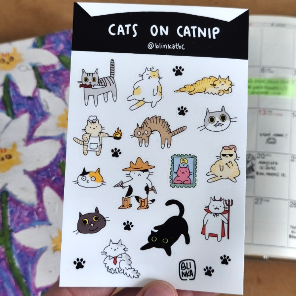 Producto - plancha de stickers cats on catnip