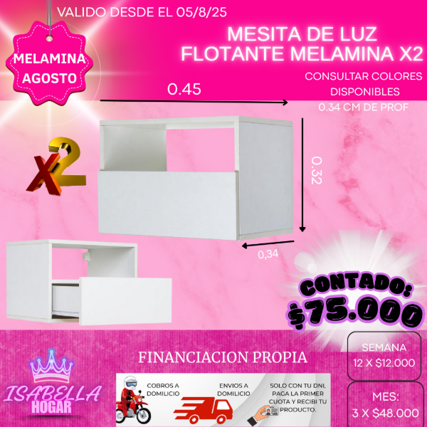 Producto - MESITA DE LUZ FLOTANTE MELAMINA