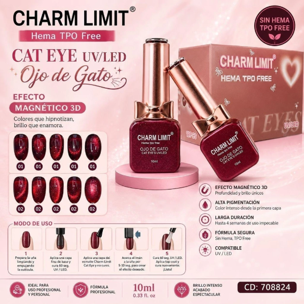 Producto - Esmalte ojo de gato rojos Charm Limit