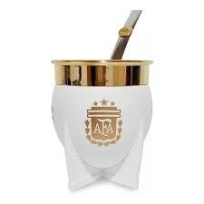 Producto - Mate Pampa XL AFA Blanco Aro dorado