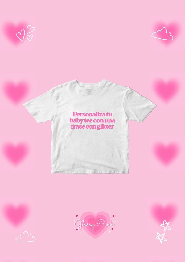 Producto - Personaliza tu Baby Tee con una frase con glitter