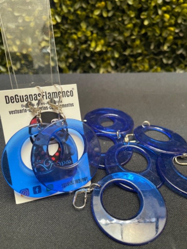 Producto - Aros argolla transparente mediano azul